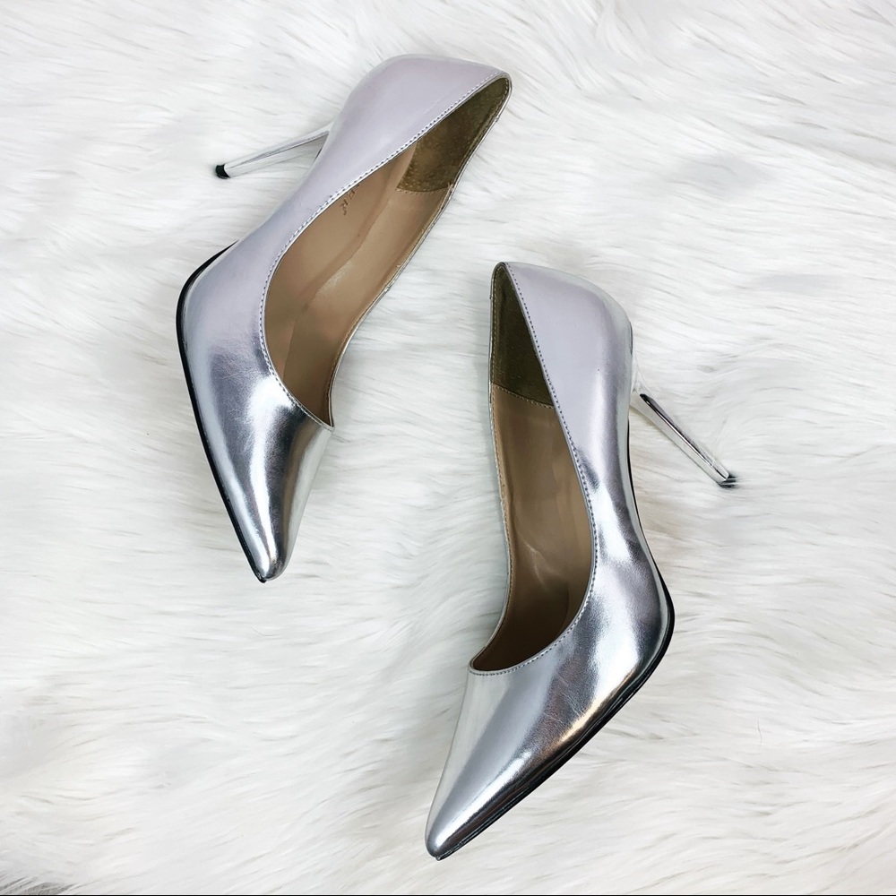 Pleaser USA Silver Shiny pointy tie heels 9.5